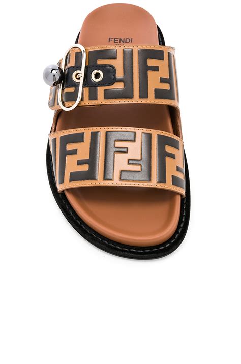 Fendi Pearland Slides Zucca FF Logo Slides 